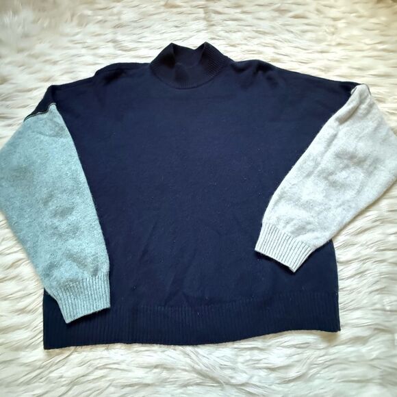 BLDWN Cara Cashmere Blend Color Block Sweater in Nocturnal Multi - Large - Picture 2 of 8